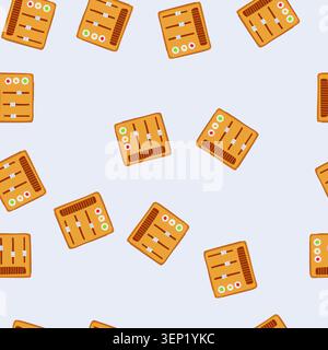 pattern lights retro control panel cartoon. indicators toggles, sliders rotary, tactile mechanical lights retro control panel sign. seamless vector il Stock Vector