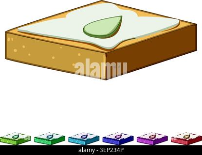Vibrant illustration presenting a traditional indian sweet bar, featuring a red base topped with a white layer and a single almond, symbolizing culina Stock Vector