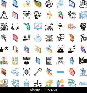 Set of diverse problems, solutions, and communication concepts rendered as isometric icons illustrating various abstract ideas for business, technolog Stock Vector