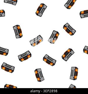 pattern Plastic toolbox with an orange lid and handle, providing tool storage for home improvement activities, repairs, construction, and various main Stock Vector