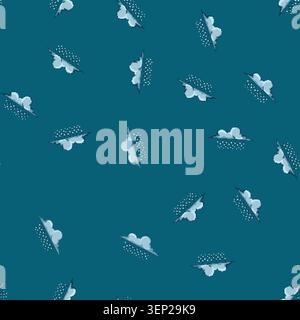 seamless pattern Cartoon drawing showing a gray cloud with raindrops falling, symbolizing a weather forecast for rain or a general concept of precipit Stock Vector
