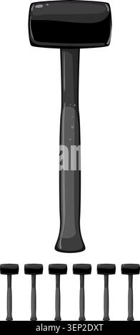 carpenter hammer tool cartoon. carpenter hammer tool sign colorful illustration Stock Vector