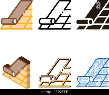roof bitumen shingle icon vector. roof bitumen shingle sign. color symbol stylized Stock Vector
