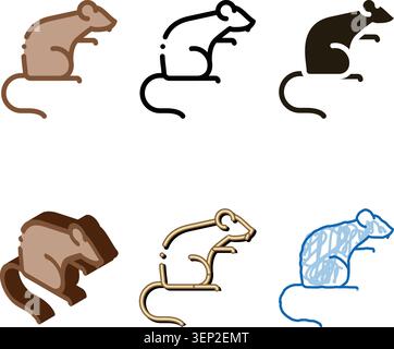 Rat Icon Vector. variety Outline Rat Sign. Isolated Contour Symbol Stock Vector