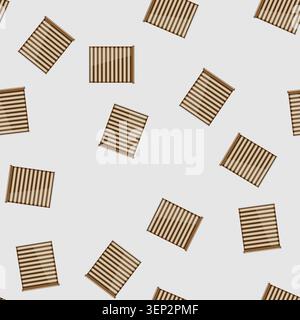 seamless pattern Roller blind providing adjustable light control and privacy, featuring horizontal stripes of alternating brown and beige fabric, usef Stock Vector