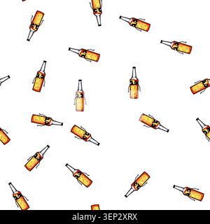 pattern glass beer bottle character cartoon. alcohol drink, label silhouette, lager simple glass beer bottle character sign vector Stock Vector