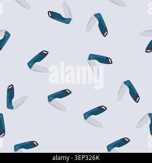 pattern stainless knife camping cartoon. sharp steel, pocket cut, wood trip stainless knife camping sign. seamless vector illustration Stock Vector