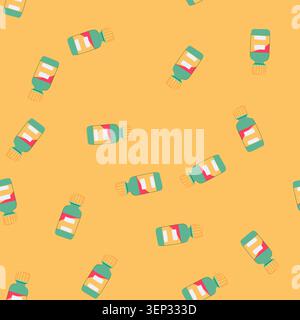 pattern care vitamin capsule cartoon. food medicine, diet medical, natural organic care vitamin capsule sign. seamless vector illustration Stock Vector