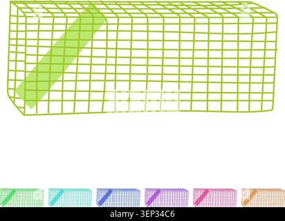 Animal trap or bait box cage with an open entrance, designed for catching and containing small wild animals, illustrating concepts of control and capt Stock Vector