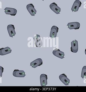 seamless pattern accessories game mouse cartoon. video pixel, black monitor, desktop desk accessories game mouse sign vector Stock Vector