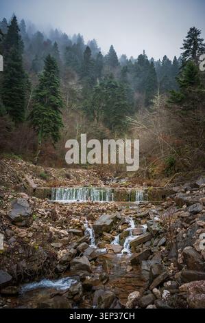 A small cascade in the forest around Plastira lake, in Thessaly, Greece Stock Photo