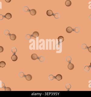 seamless pattern round keychain key cartoon. round keychain key sign vector Stock Vector