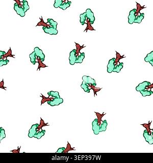 pattern Cute fantasy tree featuring a vivid green canopy and a sturdy brown trunk, depicting a simple and clean graphic illustration style for various Stock Vector