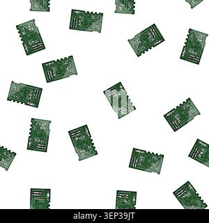 pattern electronic microcontroller cartoon. computer isometric, processor microchip, arduino abstract electronic microcontroller sign vector Stock Vector