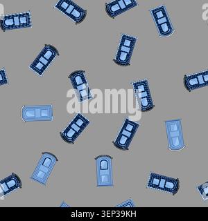 seamless pattern Portable blue portable toilet isolated on white background, compact self contained sanitation unit for events, construction sites, ca Stock Vector