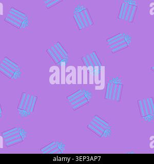 pattern hand drawn illustration depicting a striped gift box with a bow on a white background, symbolizing giving, receiving, celebration, holidays, s Stock Vector