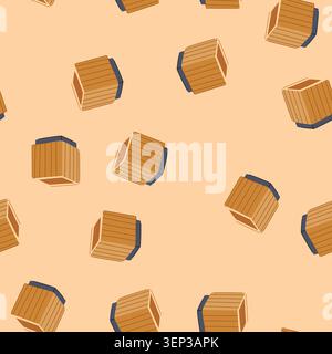 pattern stationary pencil holder cartoon. basket container, pen pink, case school stationary pencil holder sign. seamless vector illustration Stock Vector