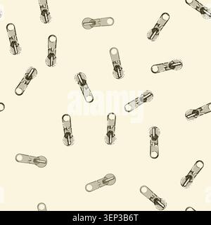 seamless pattern textile zipper puller cartoon. apparel collection, flat sketch, wear zip textile zipper puller sign vector Stock Vector