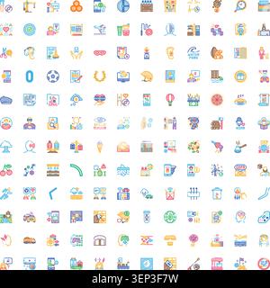 Diverse flat icons set showcasing business, tech, healthcare, education, nature and social concepts for uiux, web and mobile apps, presentations, info Stock Vector