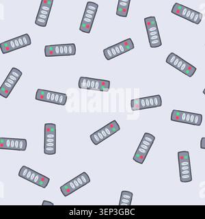 pattern footrest medical bed control cartoon. siderails lock, brake castors, manual electric footrest medical bed control sign. seamless vector illust Stock Vector