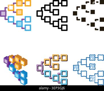 front end hierarchy icon vector. front pack end hierarchy sign. color symbol Stock Vector