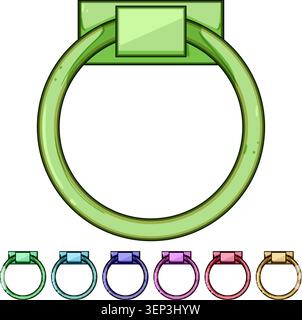 Golden ring pull handle adorning furniture, providing functional hardware and a decorative accent, reflecting concepts of home decor, craftsmanship, a Stock Vector