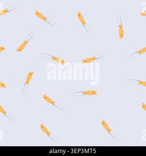 pattern metal knife camping cartoon. survival blade, stainless sharp, steel pocket metal knife camping sign. seamless vector illustration Stock Vector