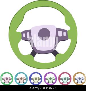 Car steering wheel icon illustrating vehicle control, transportation, and driving concepts, perfect for apps, websites, and automotive graphic designs Stock Vector