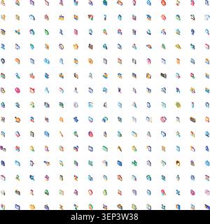 Large collection of isometric web digital icons representing diverse concepts for business, communication, internet, and user interface design on a wh Stock Vector