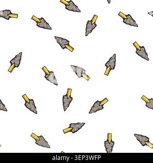 pattern flint arrowhead cartoon. hunting weapon, indigenous archaeology, excavation spear tool arrowhead sign vector Stock Vector