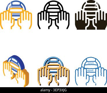 Catching Volleyball Ball Icon Vector. looks Outline Catching Volleyball Ball Sign. Isolated Contour Symbol Stock Vector