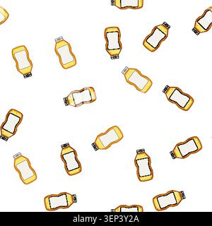 pattern Mustard bottle offering space for custom branding on its label, representing popular condiments, flavors, and foods for cooking, dining, and r Stock Vector