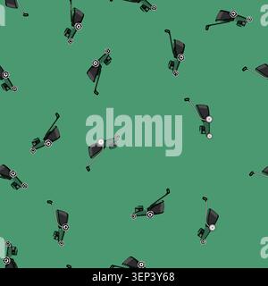 seamless pattern spring lawn mower cartoon. mow work, service landscaping, outdoor machine spring lawn mower sign vector Stock Vector
