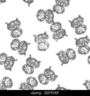 seamless pattern Ornate luxury jewelry casket with open lid and decorative engravings, vintage line art illustration evoking treasure, hidden secrets, Stock Vector