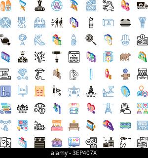 Set of versatile flat icons covering medical, digital, finance, transport and industrial themes for web, app and ui design, infographic and informatio Stock Vector