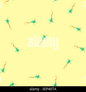 pattern synapse neurons cartoon. neural structure, neuro human, biology body synapse neurons sign. seamless vector illustration Stock Vector