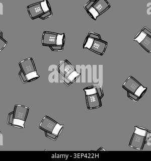 seamless pattern shutoff kettle electric cartoon. capacity temperature, control energy, efficient safety shutoff kettle electric sign vector Stock Vector