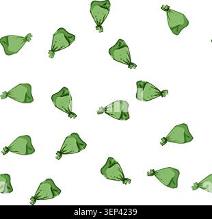 pattern recycling compostable trash bag cartoon. natural plantbased, renewable earthfriendly, disposable degradable recycling compostable trash bag si Stock Vector