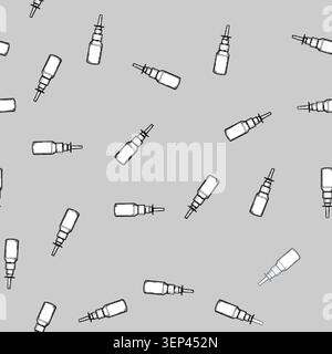seamless pattern irrigation nasal spray bottle cartoon. antihistamine decongestant, steroid saline, applicator nebulizer irrigation nasal spray bottle Stock Vector