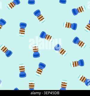 pattern cat automatic pet feeder cartoon. dog wifi, app schedule, meal portioner cat automatic pet feeder sign. seamless vector illustration Stock Vector