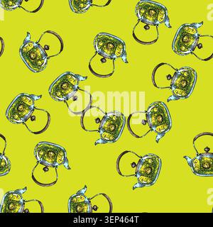 pattern teapot glass hand drawn vector. tea pot, transparent clear kettle, teatime, hot beverage teapot glass sketch illustration Stock Vector
