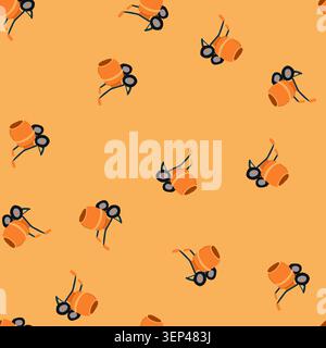 pattern drum concrete mixer cartoon. construction batch, motor chute, hopper site drum concrete mixer sign. seamless vector illustration Stock Vector