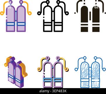 Oxygen Cylinder Icon Vector. Outline Oxygen Cylinder designs Sign. Isolated Contour Symbol Stock Vector