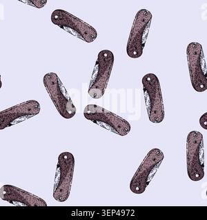 pattern utility pocket knife hand drawn. edc tactical, multi sharp, compact durable utility pocket knife vector sketch illustration Stock Vector