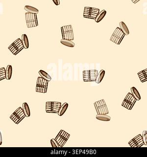 seamless pattern traditional bamboo steamer cartoon. oriental asian, dumpling cooking, wooden empty traditional bamboo steamer sign vector Stock Vector