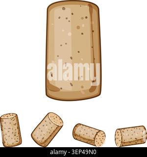 Cork stoppers representing bottle opening and closure, evoking celebration, relaxation and luxury, natural wood texture and classic vintage charm on w Stock Vector