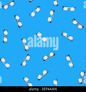 seamless pattern Safety glasses with a blue frame are protecting eyes, representing personal protective equipment and eye care and prevention in medic Stock Vector