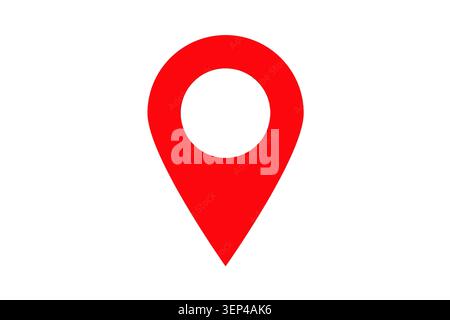 Red location pin point icon on white background, isolated Stock Photo
