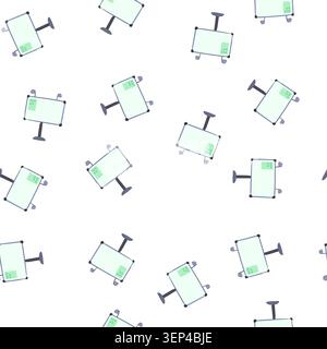 pattern projector electronic whiteboard cartoon. people interactive, smartboard board, class office projector electronic whiteboard sign. seamless sym Stock Vector