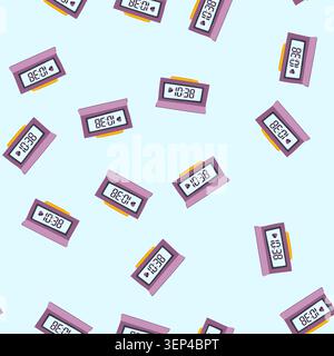 pattern digital travel alarm clock cartoon. analog lightweight, mini battery, loud snooze digital travel alarm clock sign. seamless vector illustratio Stock Vector